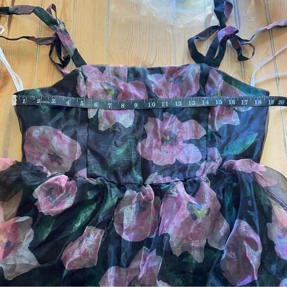 NWOT Lulus Valiant Charmer Black Floral Print Tie-Strap Tiered Midi Dress - Picture 7 of 9